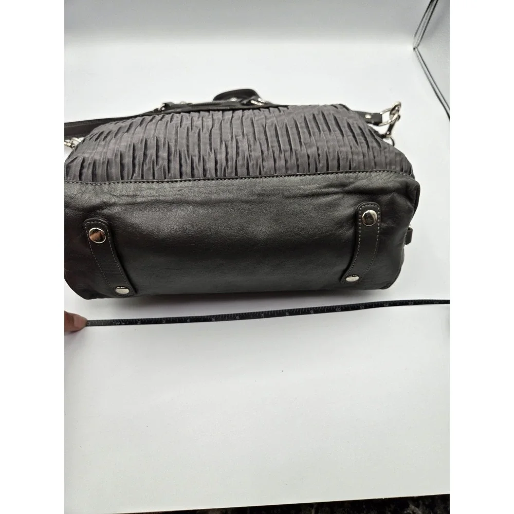 Coach Ashley Gathered Satin Satchel Bag Gray